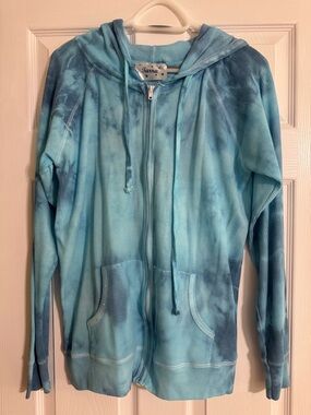 Tara Light Blue Tie-Dye Zip Hoodie